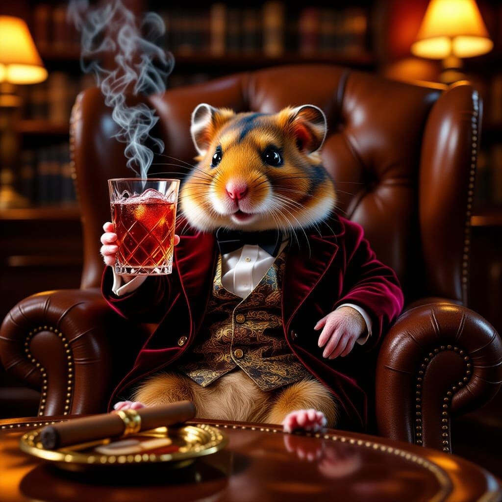 Hamster's Art Deco Indulgence in Library Lighting