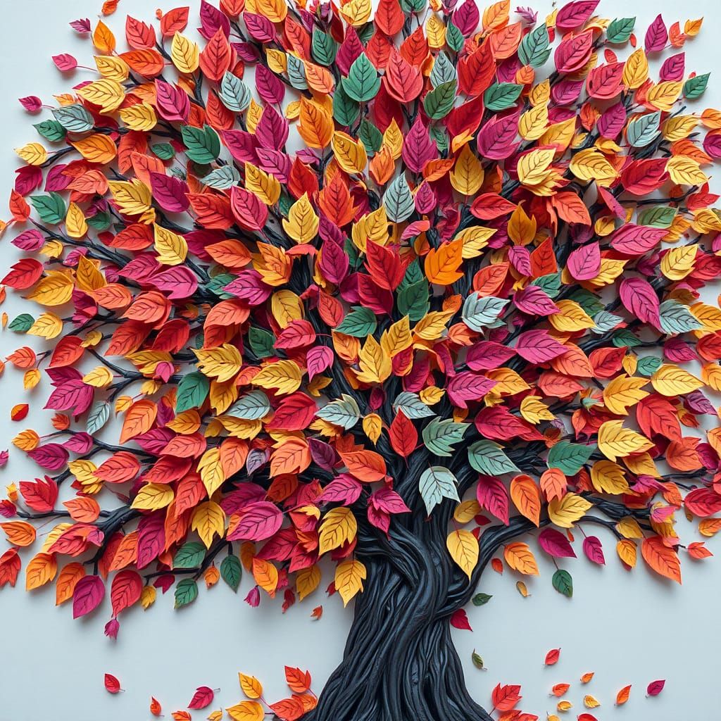 Fantasy Fall Tree of Paper Leaves in Unreal Engine