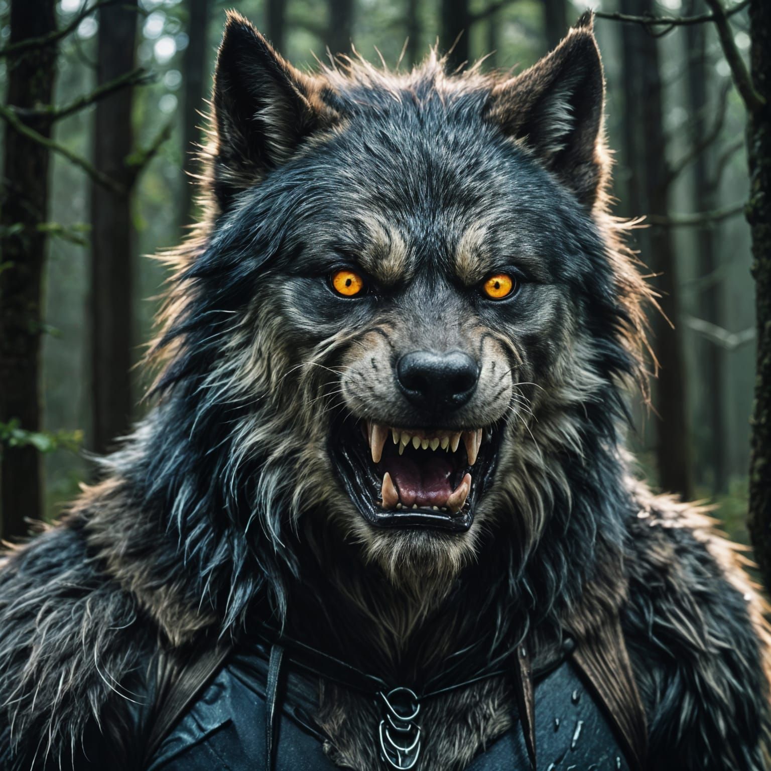 Wolf-faced Predator in Shadowy Cinematic Style