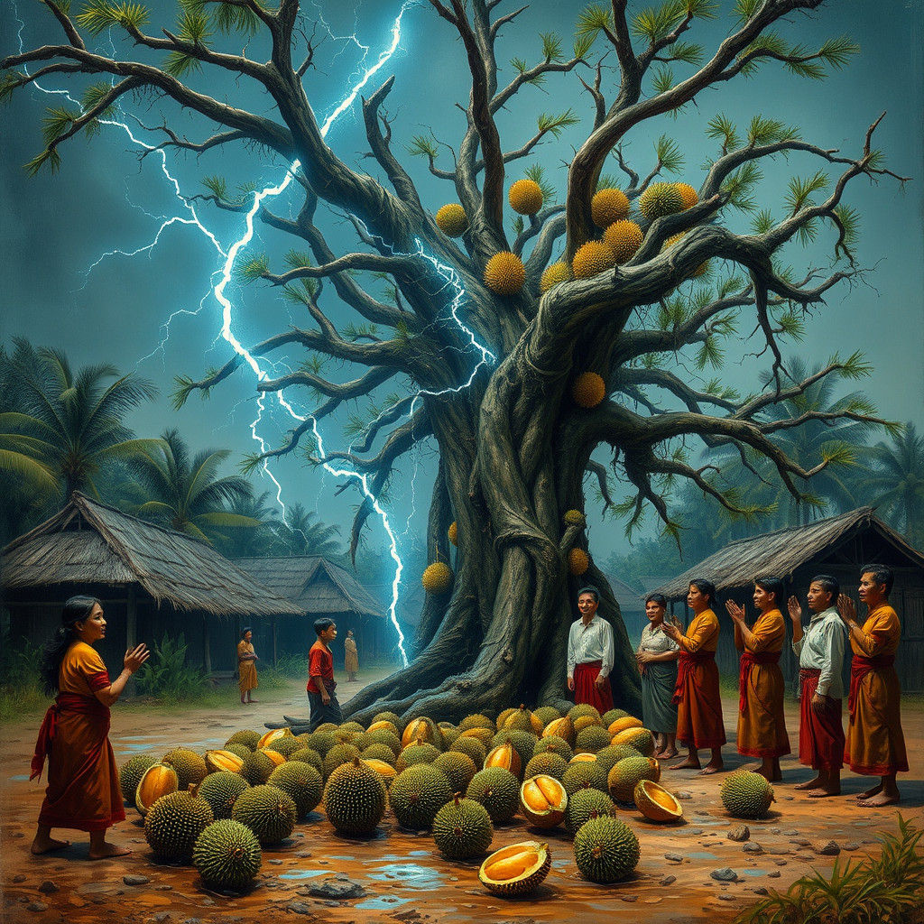 Durian Tree Lightning Strike in Dramatic Realism