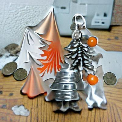 Vibrant Christmas Tree in Silver and Orange