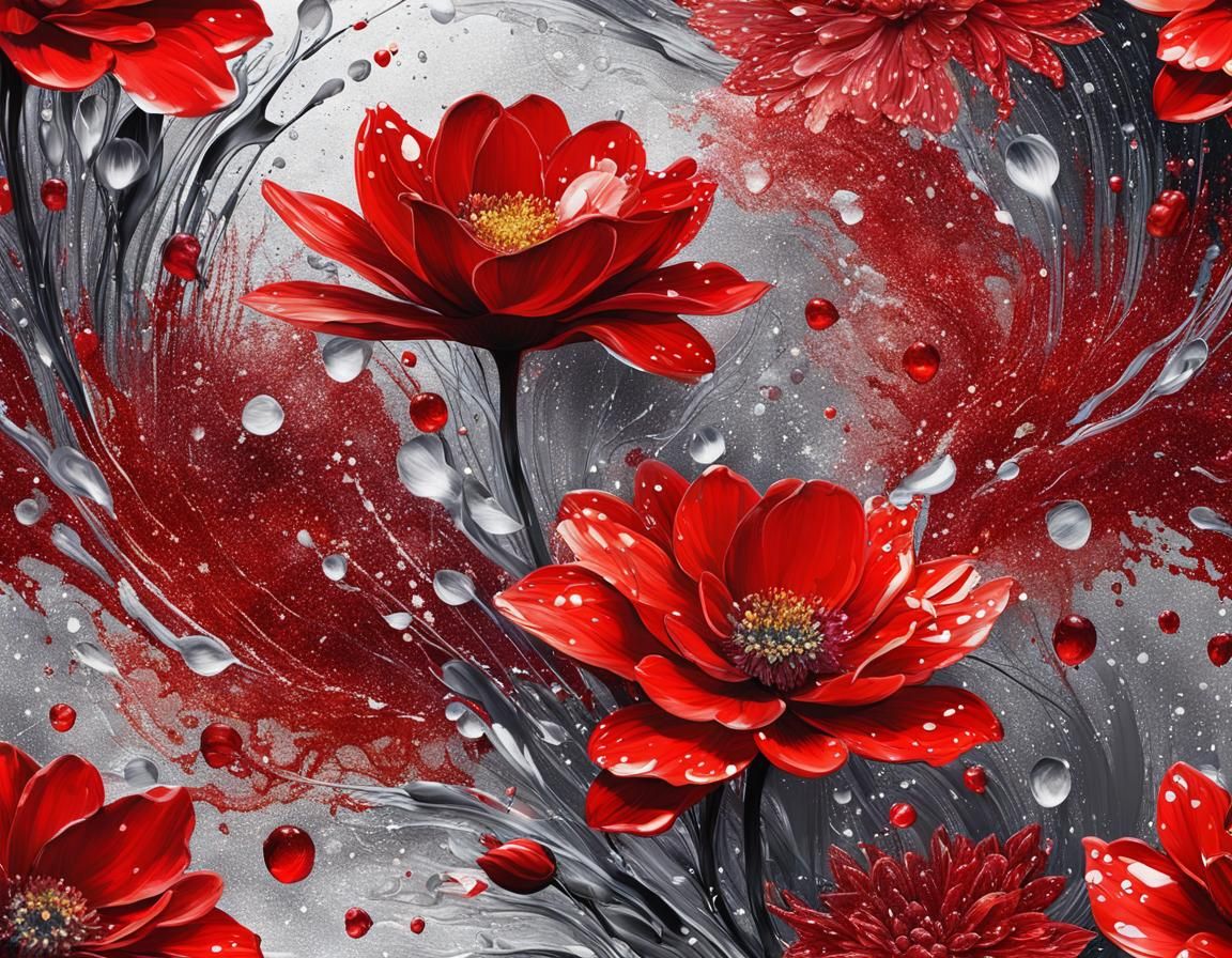 Ethereal Floral Art: Magical Shimmering Masterpiece