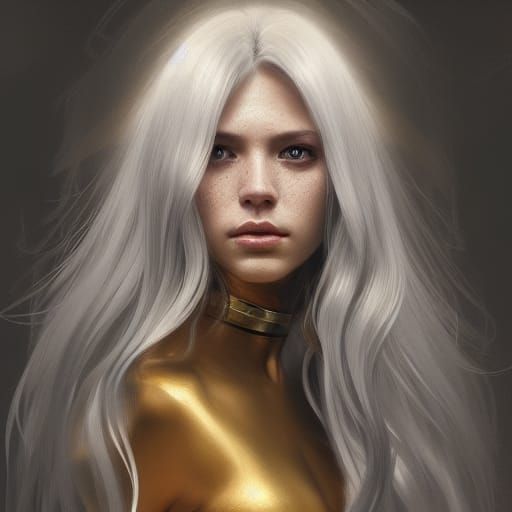 Silver Hair, Golden Eyes: Detailed Portrait