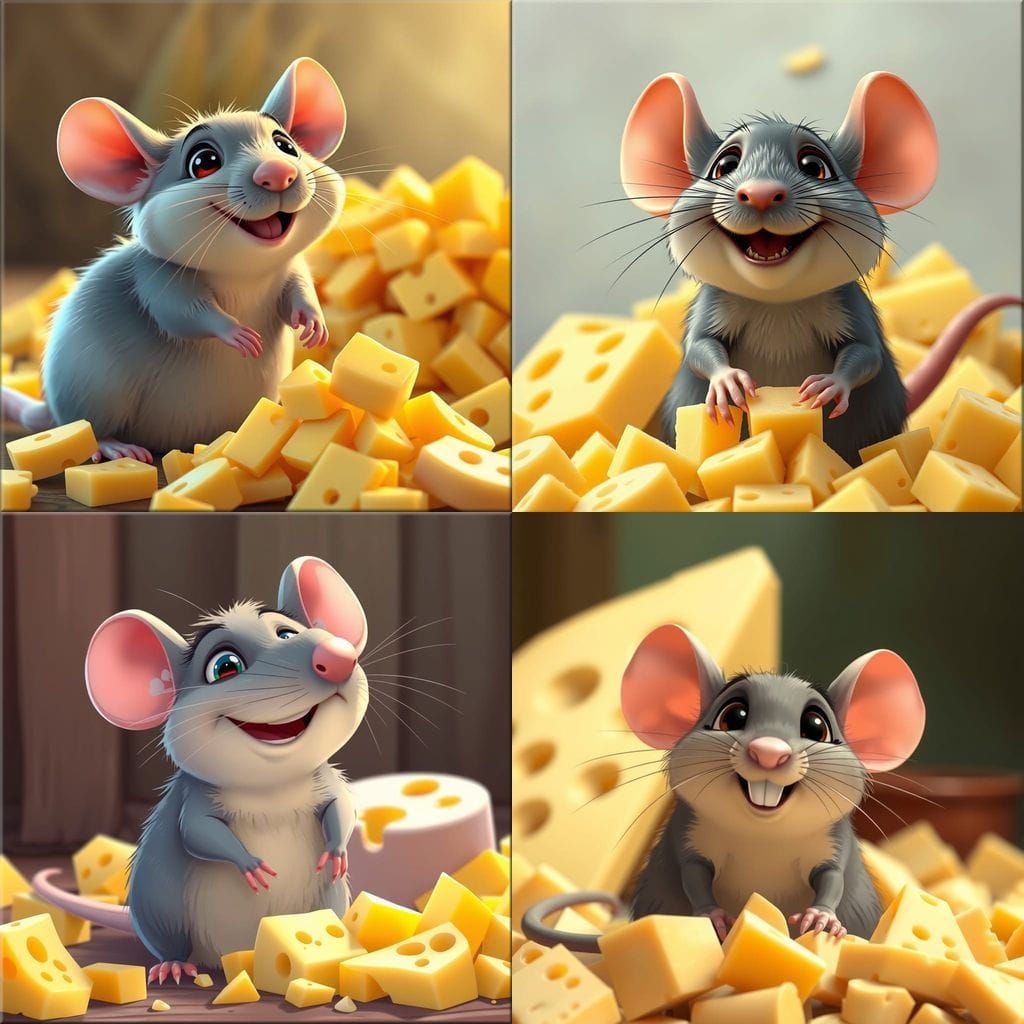 Ratatouille-Inspired Cartoon Rats in Cheese Paradise