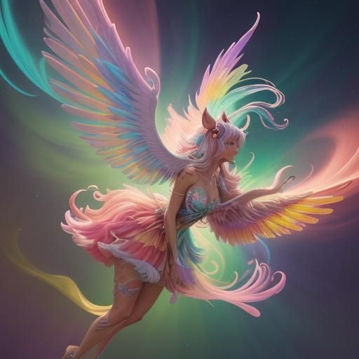 Winged Seahorse Among Pastel Flowers as Splash Art