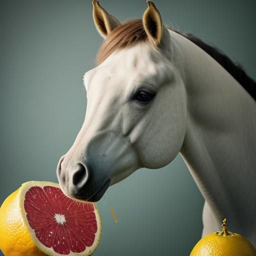 Horse Enjoys Pineapple Juice: Medium Format Portrait