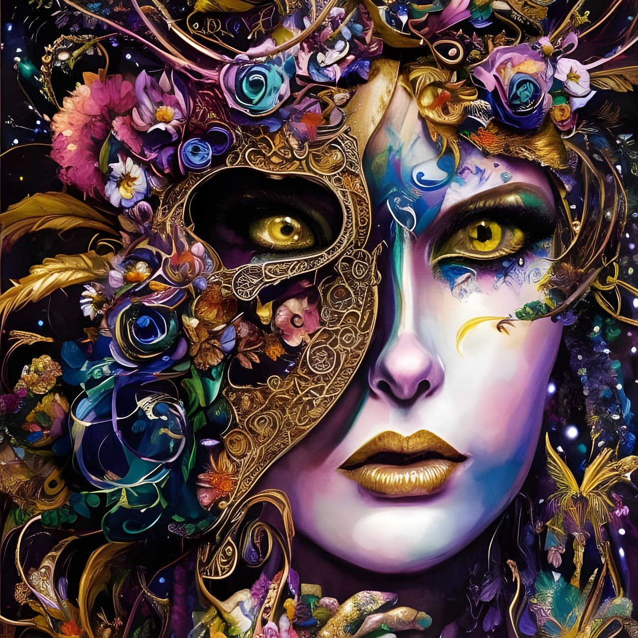 Creepy Flower Masquerade Mask in Flowerpunk Style