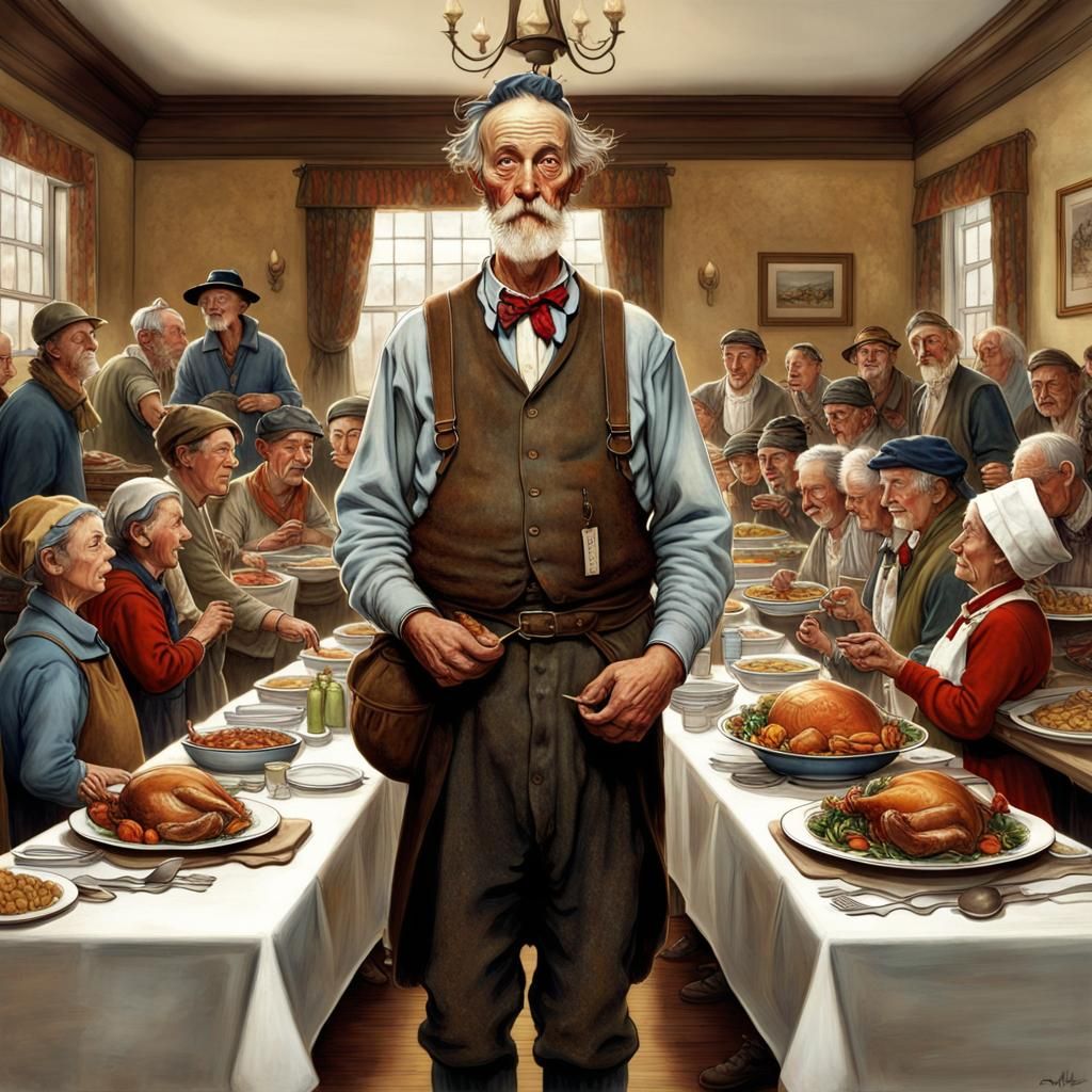 Thanksgiving Grace: A Norman Rockwell-Style Scene