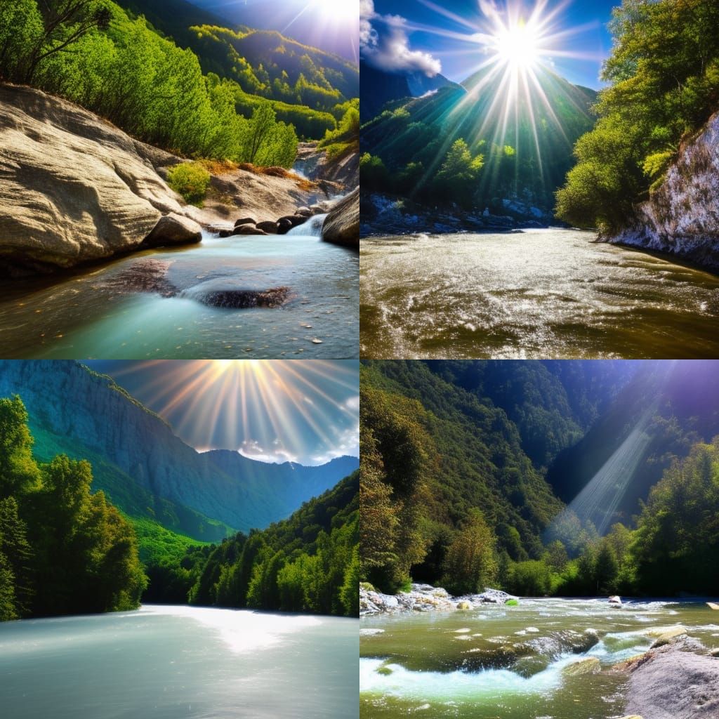 Crystal Cave Mountain River: Divine Sunshine