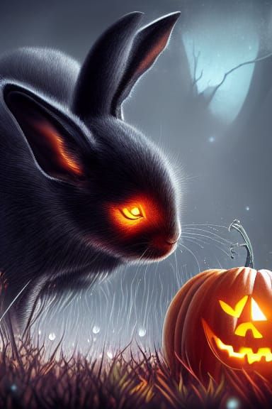 Steampunk Halloween Rabbit in Dark Wonderland