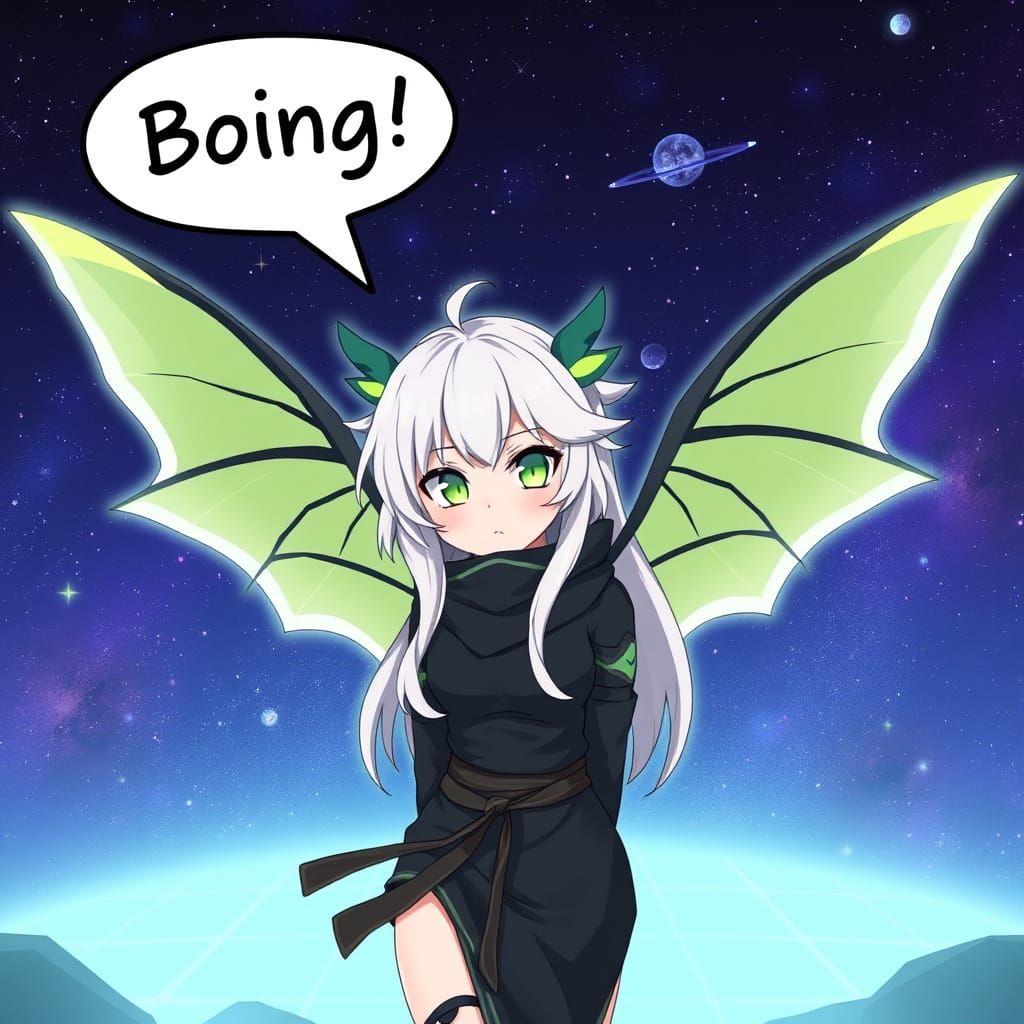 Galactic Ninja Girl with Luna Moth Wings