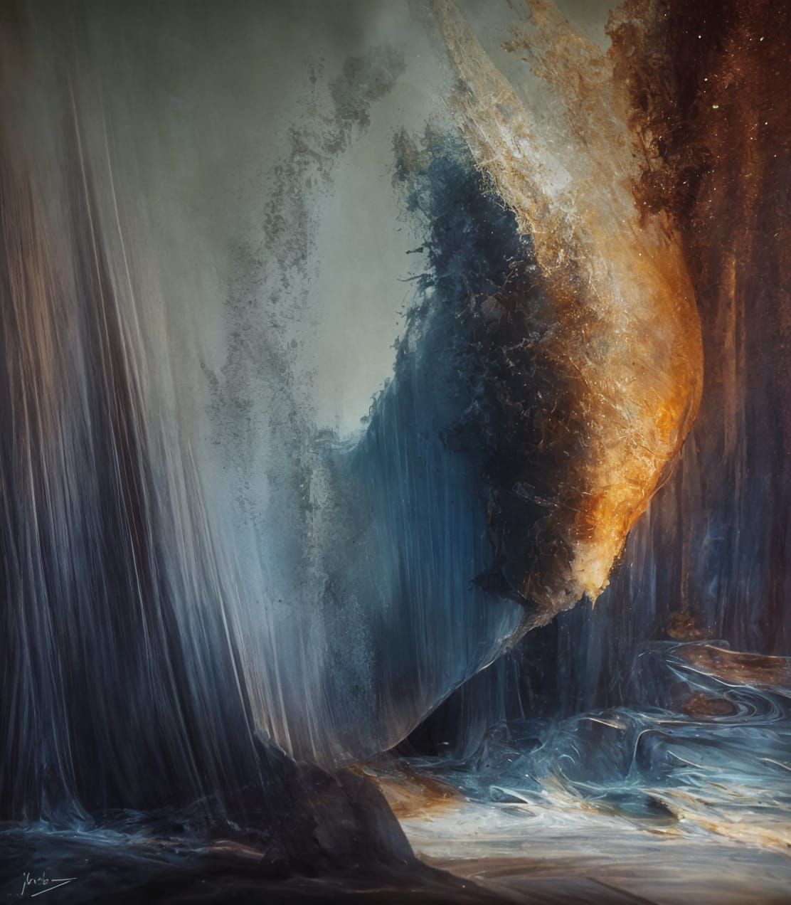 Ethereal Figure in Dreamy Landscape Painting