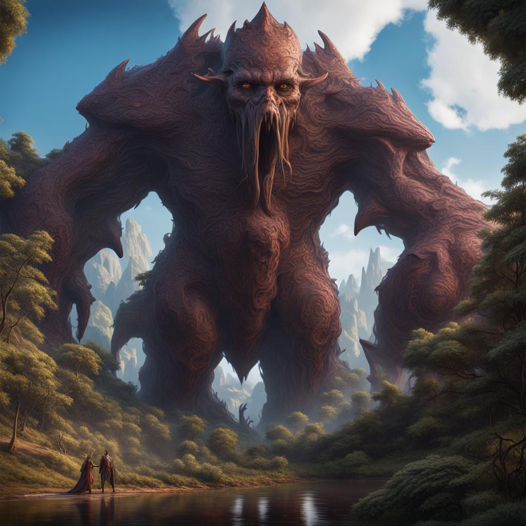 Fantastical 25-Foot Giant in Detailed Matte Painting