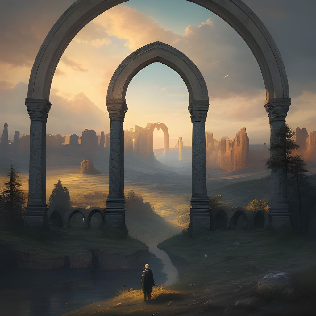 Arches Landscape in Atmospheric Dreamscape Painting