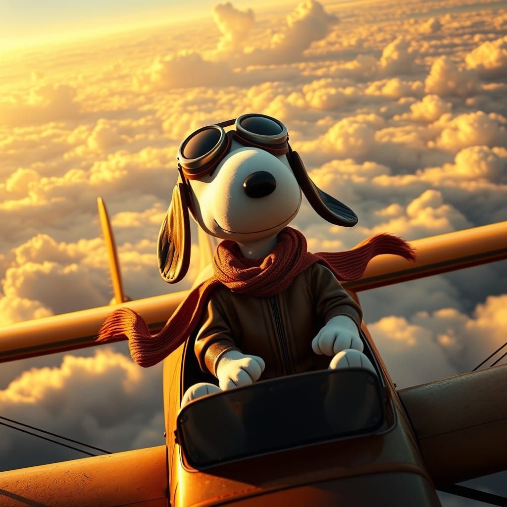 Snoopy Soars in Vintage Aviator Style
