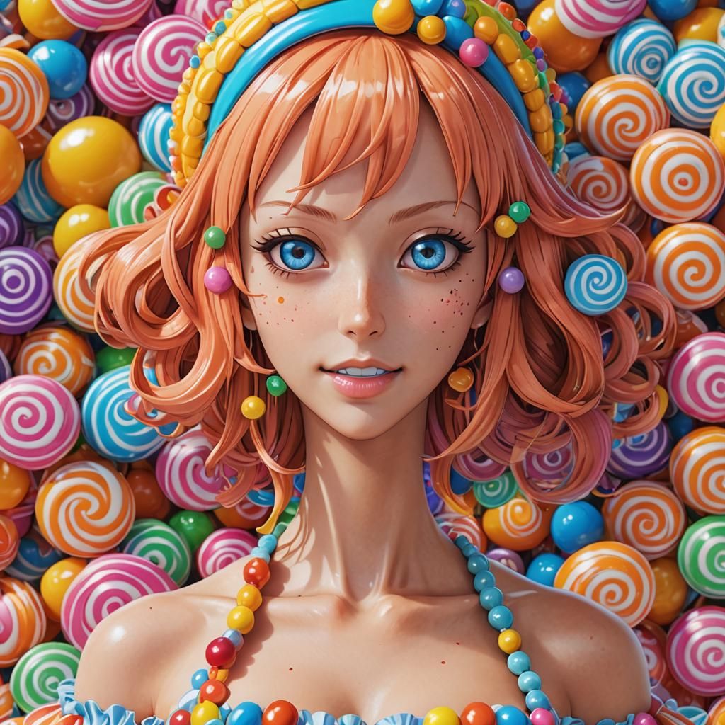 Anime Girl in Candyland, Digital Illustration
