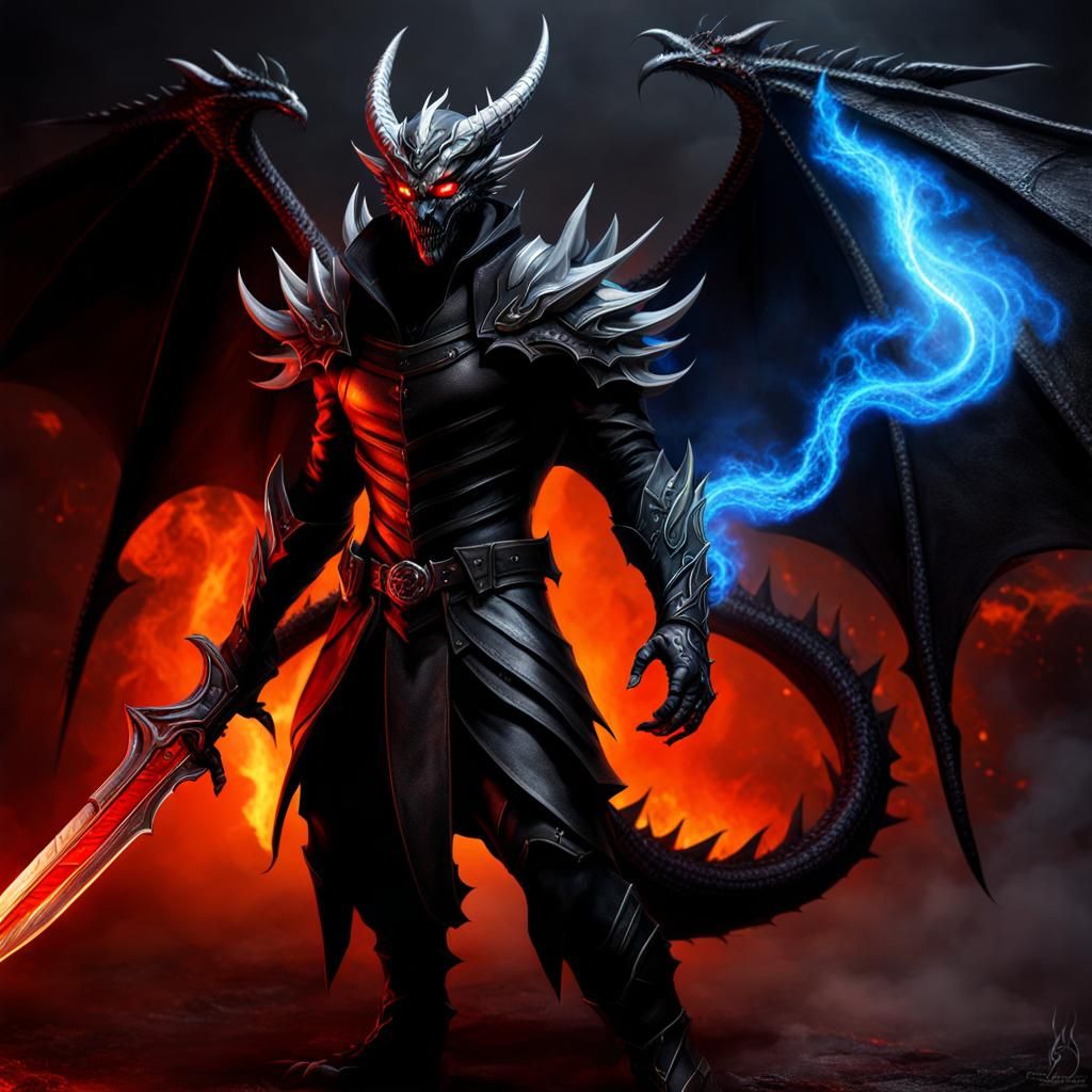 Demon Dragon Assassin in Hellfire: Hyperrealistic Concept Ar...