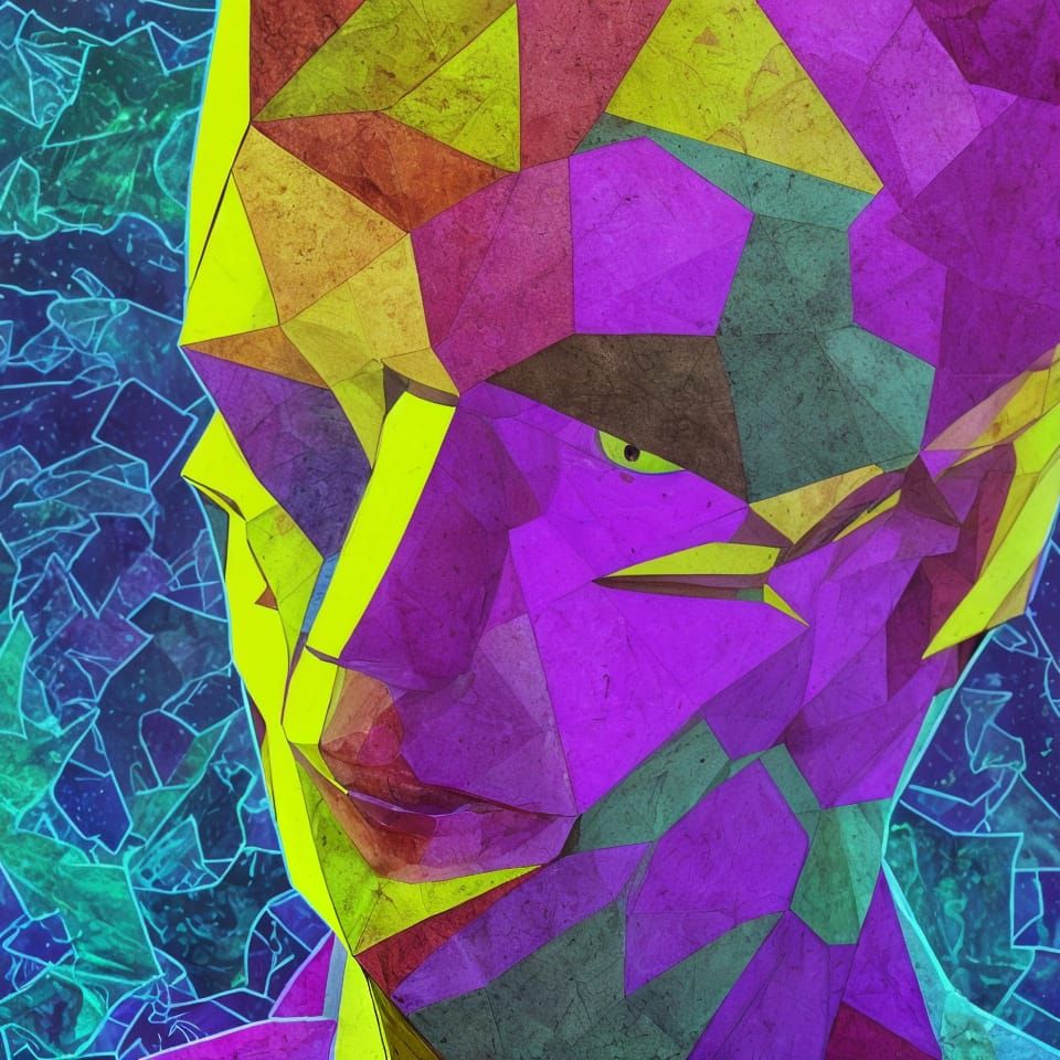 Polygon Face in Mixed Media Masterpiece