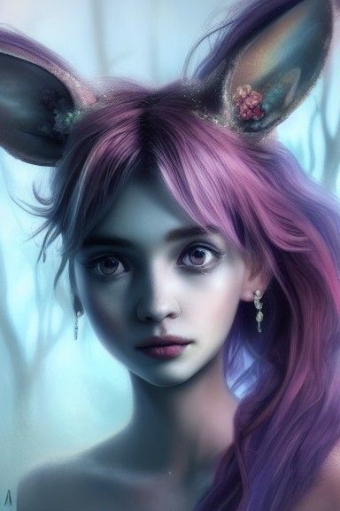 Deer-Eared Woman: Fantasy Art in Amano Style