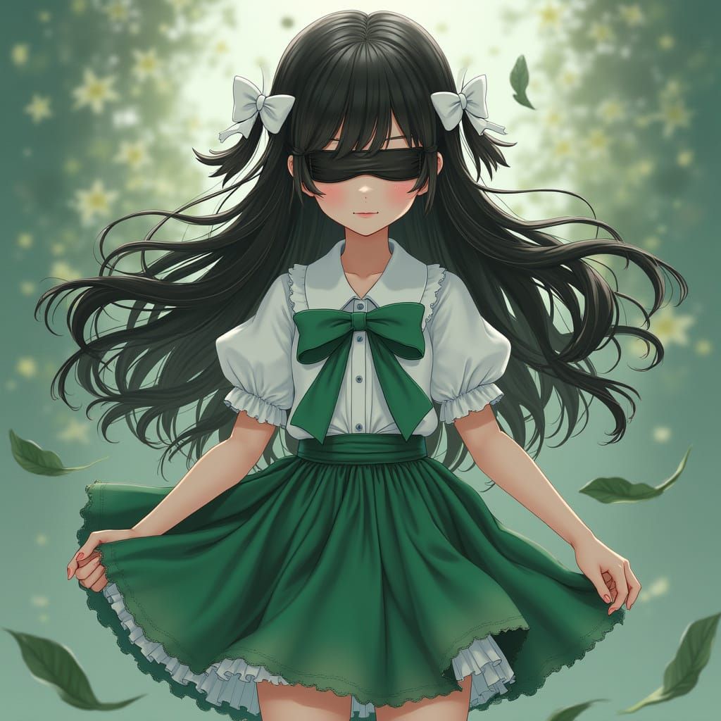 Ethereal Anime-Inspired Beauty in Vibrant Green and White