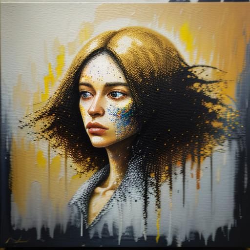 Abstract Expressionist Portrait in Golden Light