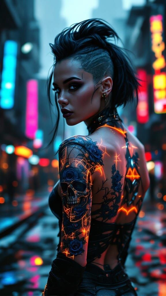 Cyberpunk Warrior in Sacred Geometry