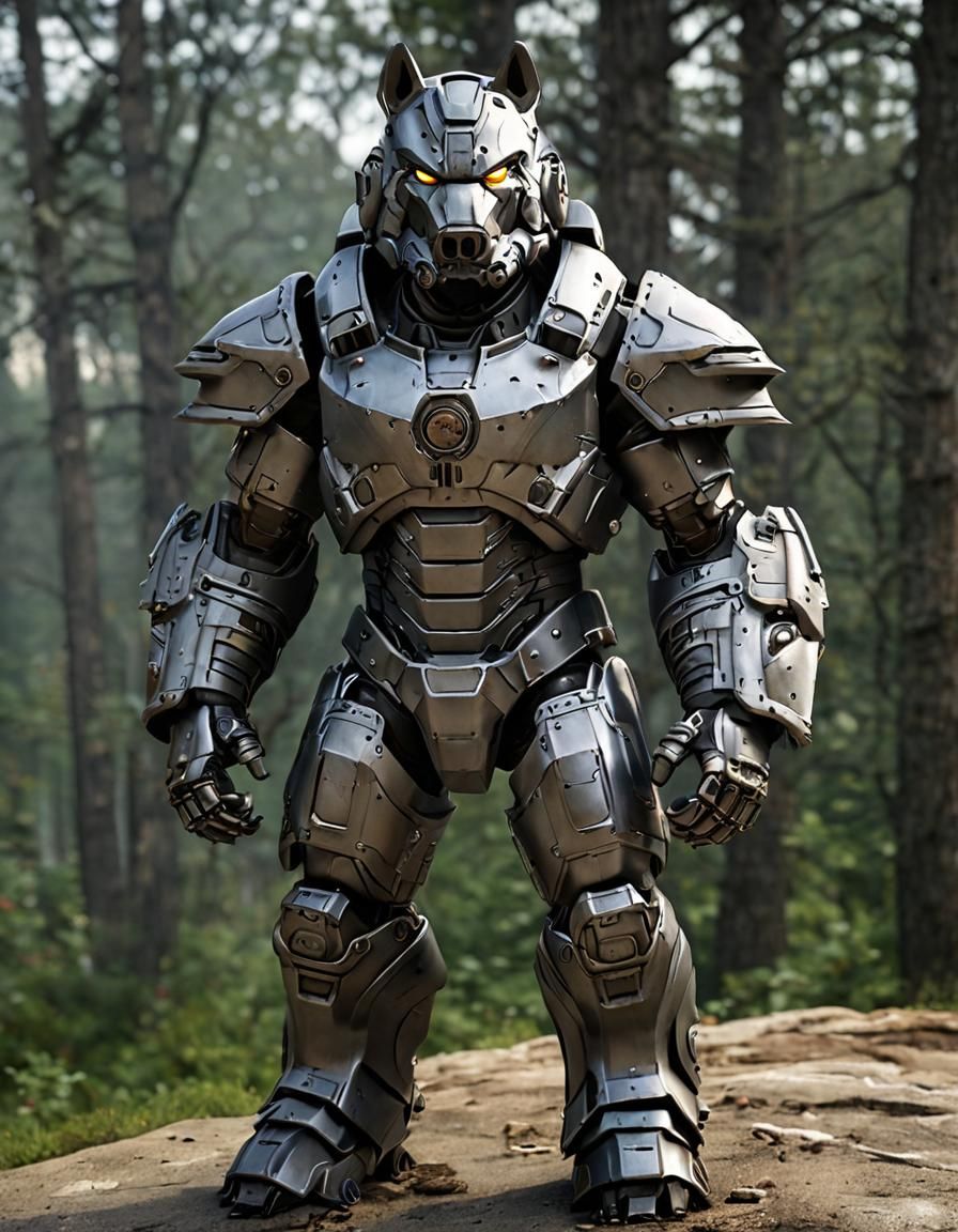 Armored Grey Wolf in Iron Man Style Armor