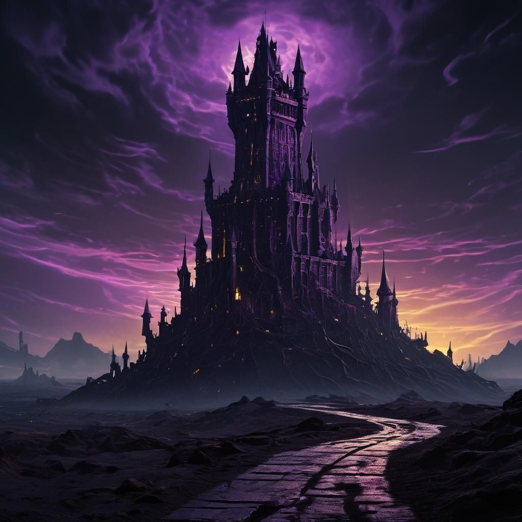 Dark Gothic Wizard Tower in Barren Wasteland