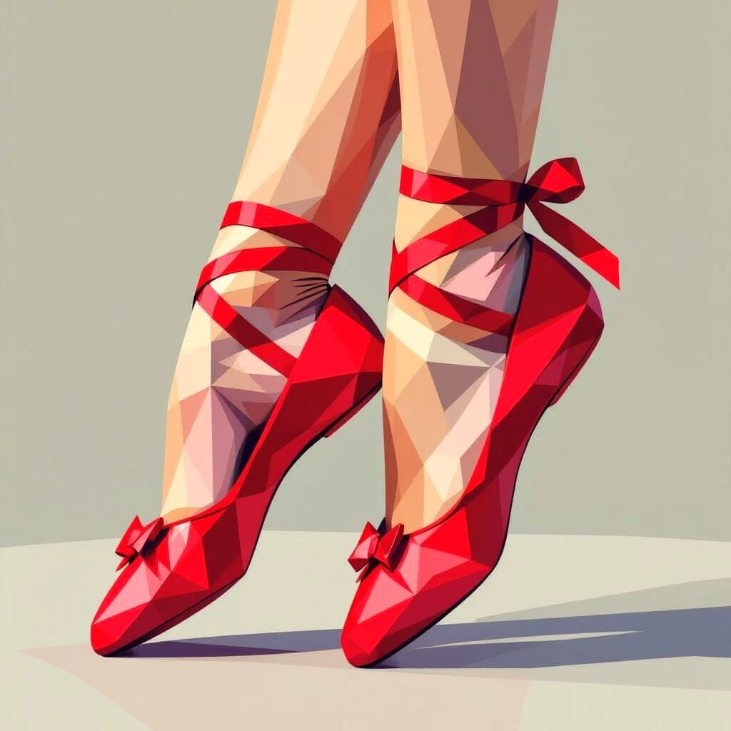 Low Poly Ballerina in Red Shoes