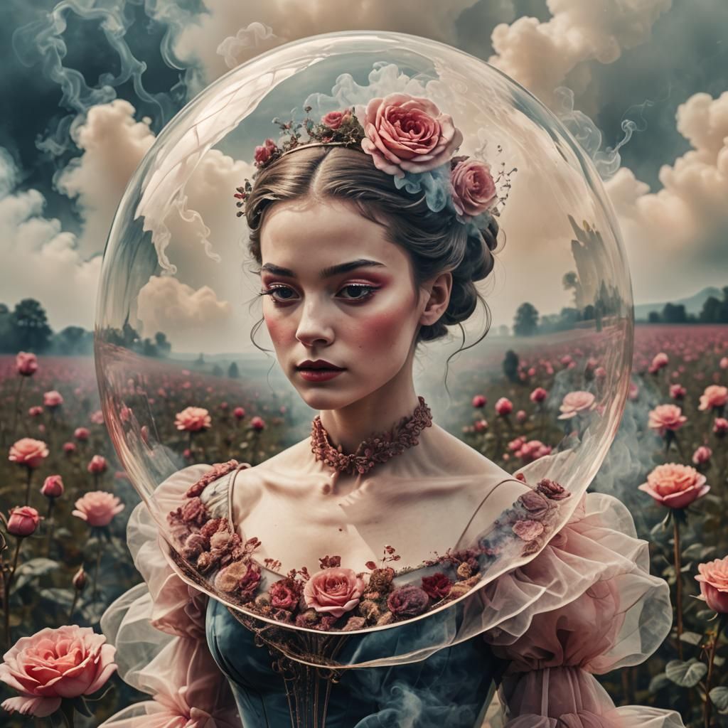 Smoke Ballerina in Glass Globe: Geometric Bauhaus Art