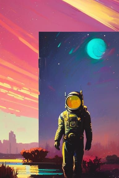 Astronaut in Spacesuit as Oil Painting