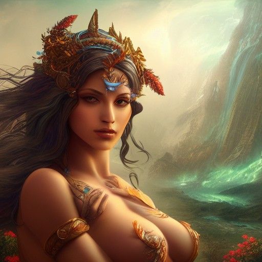 Detailed Nature Goddess Matte Painting