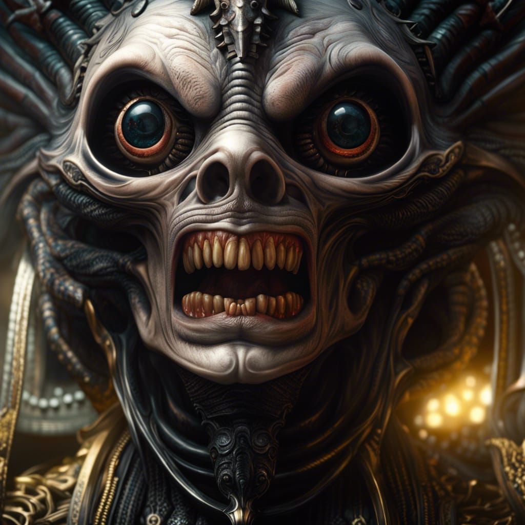 Hideous Demonic Portrait by H.R. Giger