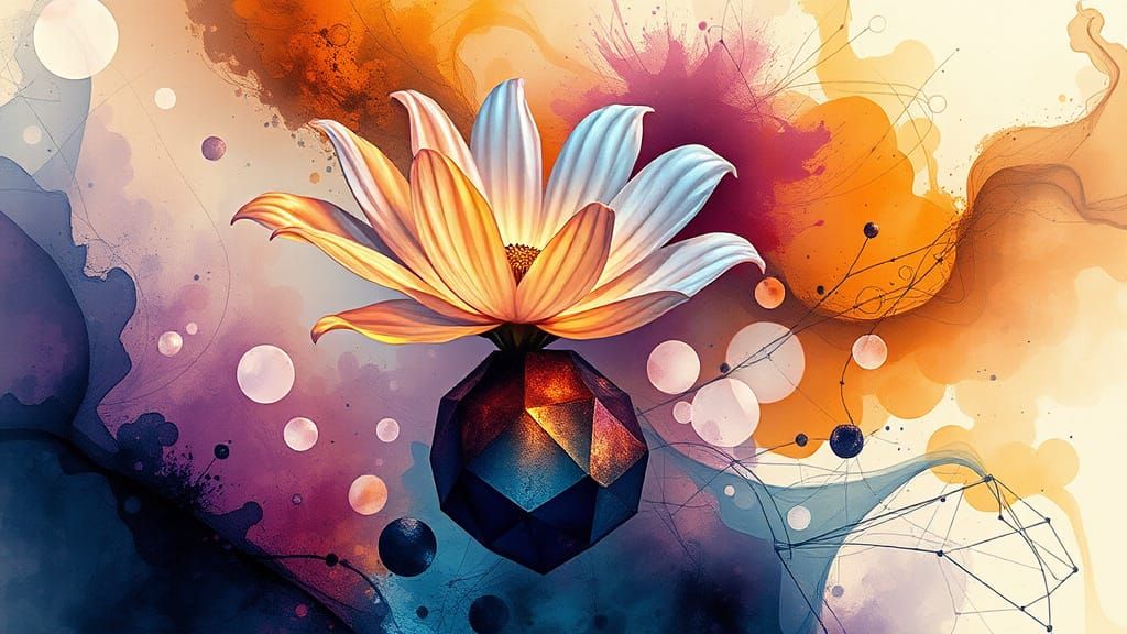 Ethereal Cosmos Blooms Amidst Swirling Vortex in Vibrant Pri...