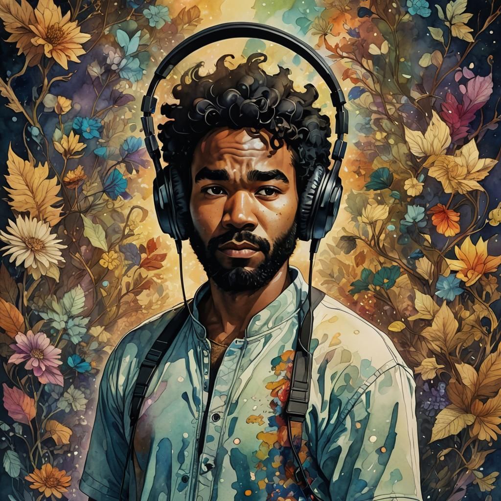 Childish Gambino in Fairytale Alcohol Ink Art