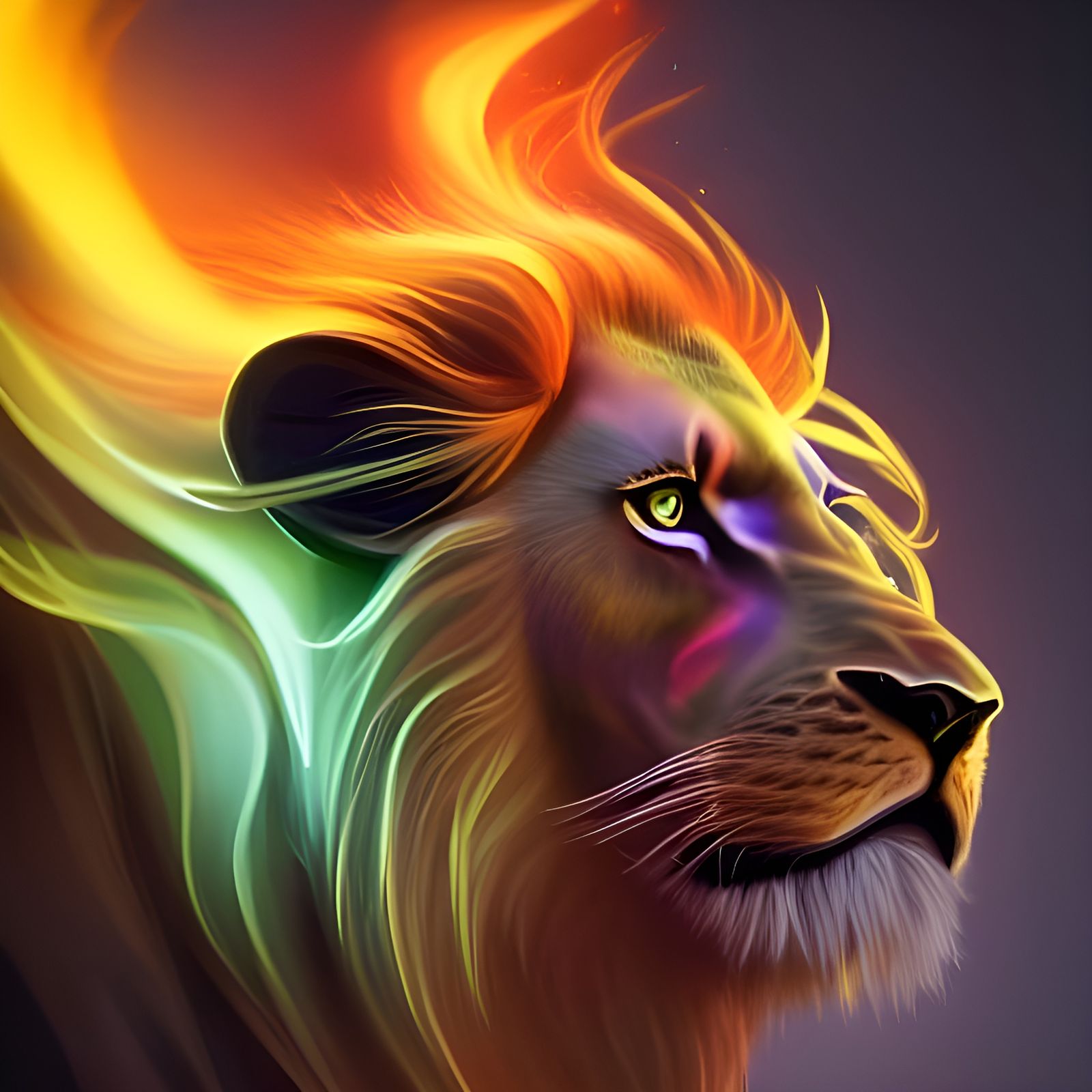 Royal Black Lion with Fiery Gaze