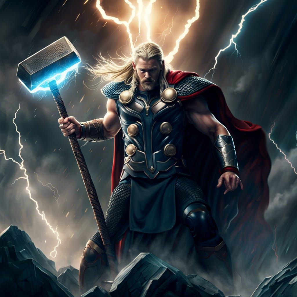 Thor, God of Thunder, Wields Mjolnir