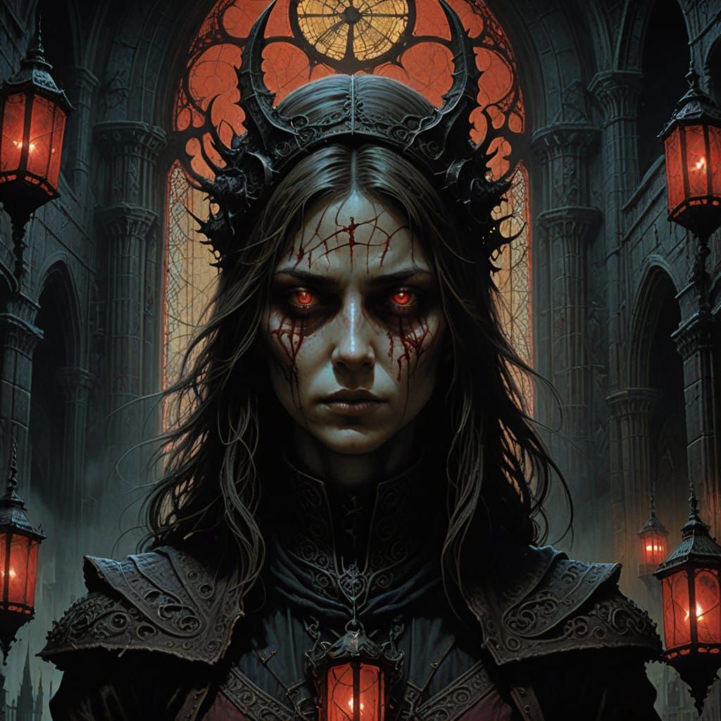 Gothic Hunter in Crimson Cathedral