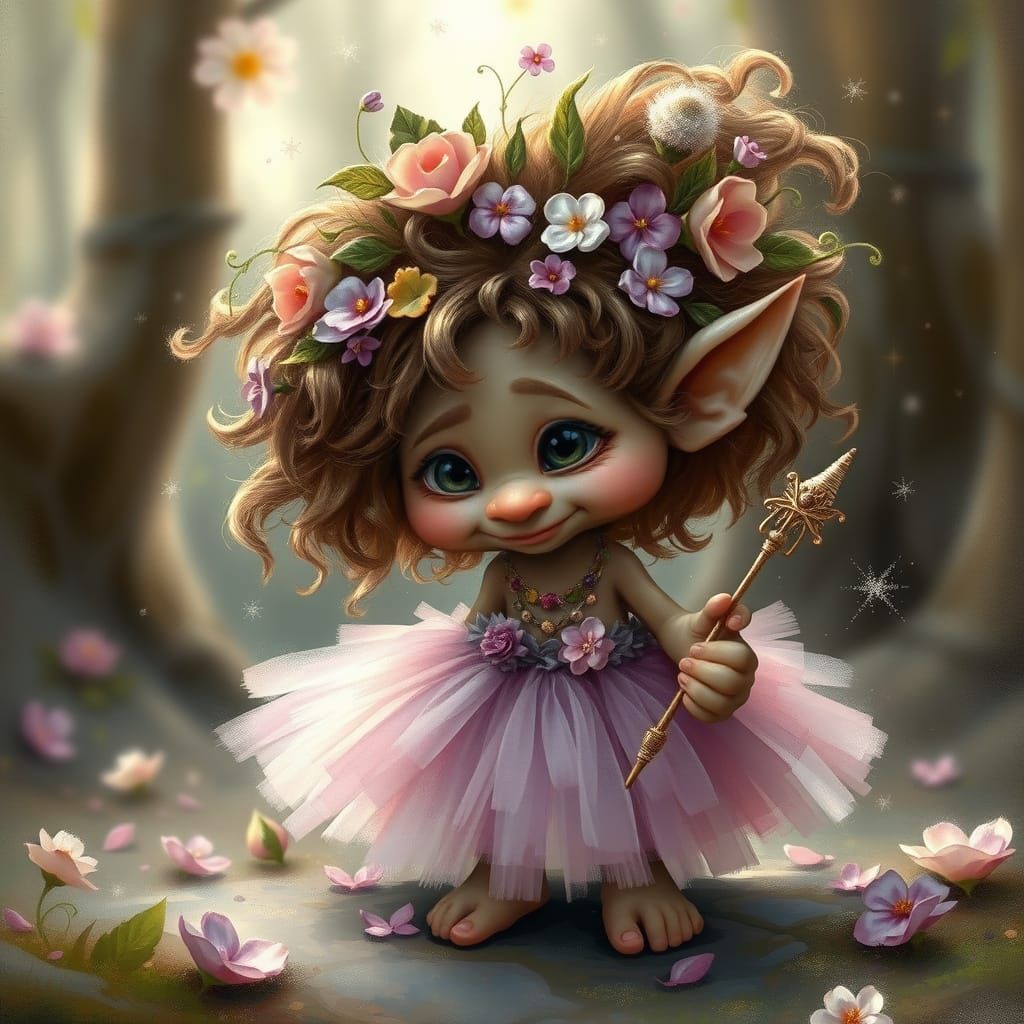 Whimsical Fairy Troll in Impressionist Style