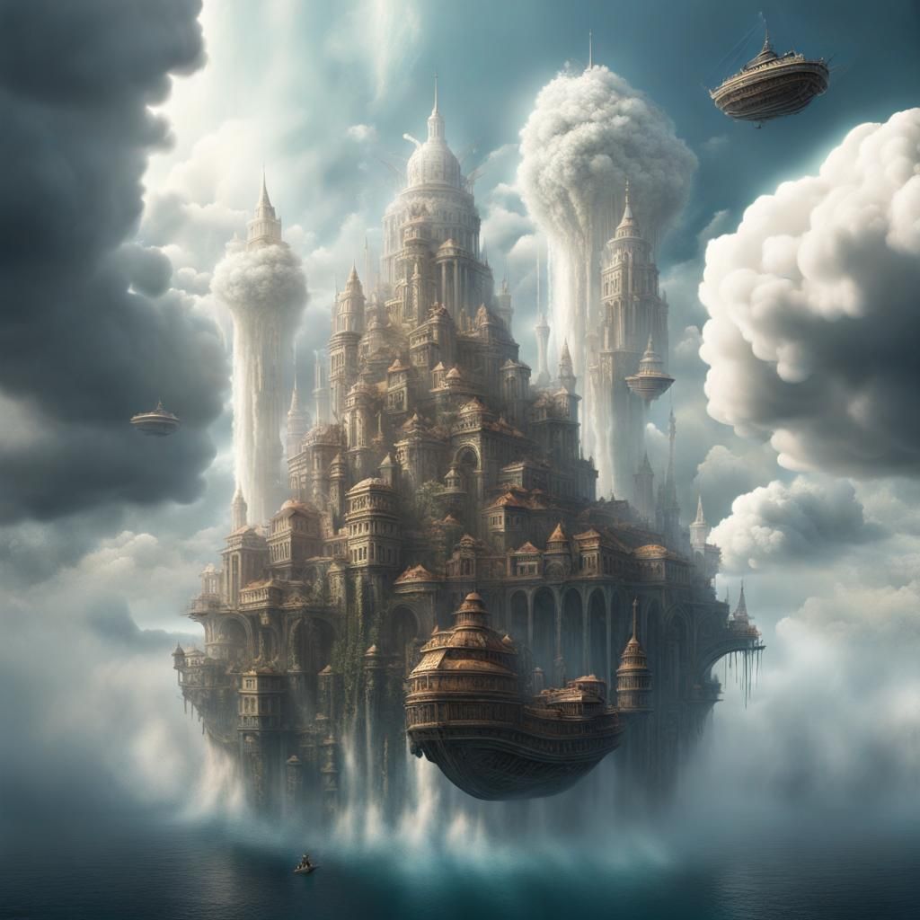 Epic Floating City in the Clouds