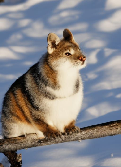 Winter Animals in a Snowy Landscape