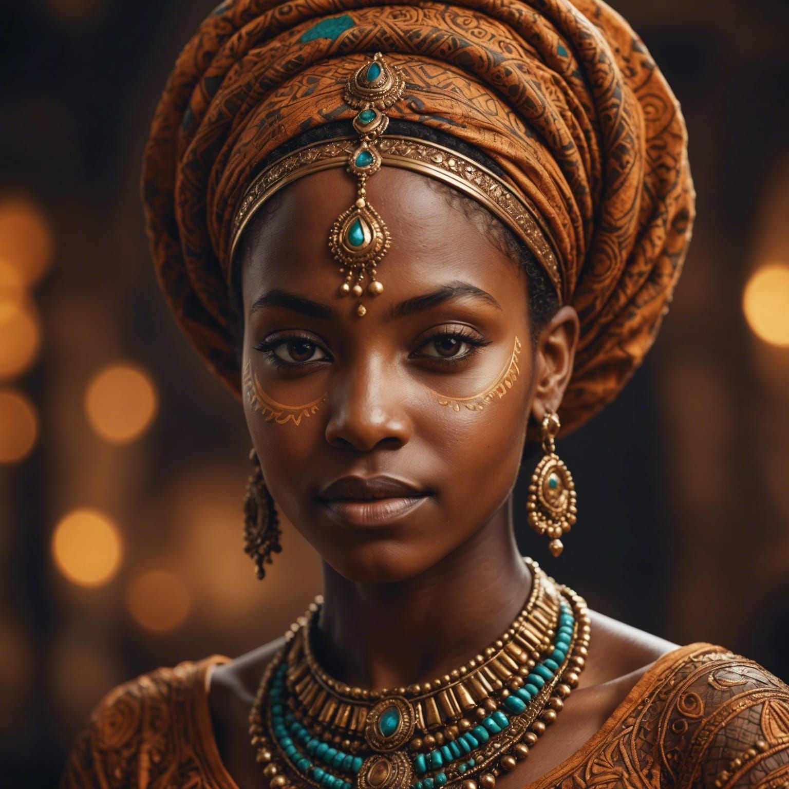 Nubian Princess Portrait in Bronze and Henna