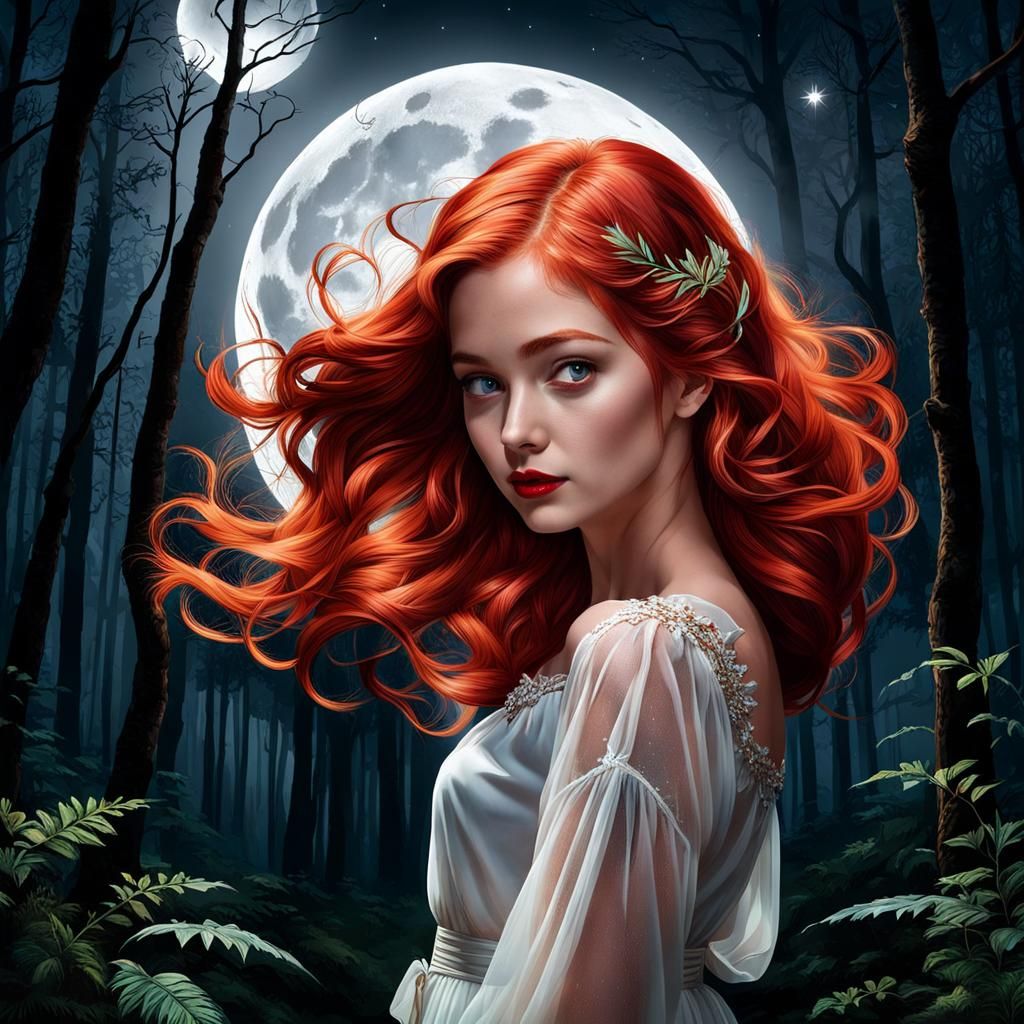 Shattered Heart Held By Woman Under Moonlight