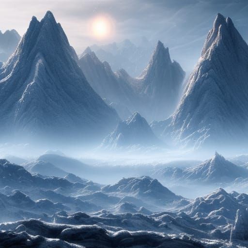 Frozen Mountains on an Icy Planet: Digital Matte Painting
