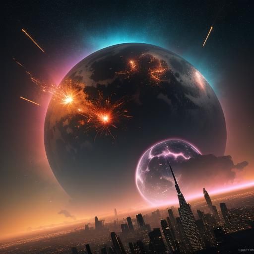 Fiery Meteors Descend on Post-Apocalyptic Cityscape