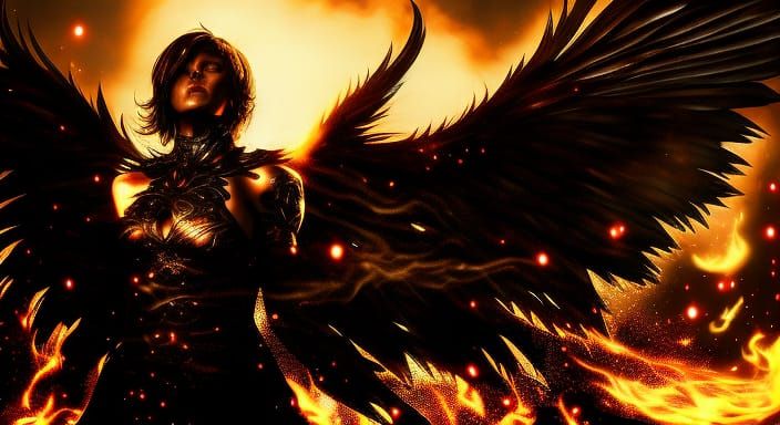 Dramatic Anime Demon Silhouette in Inferno