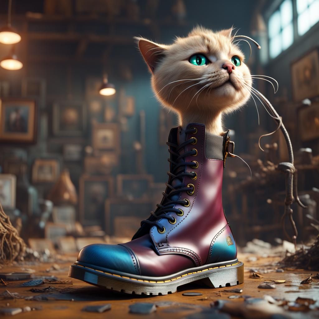 Cat in Dr. Martens Punk Boots
