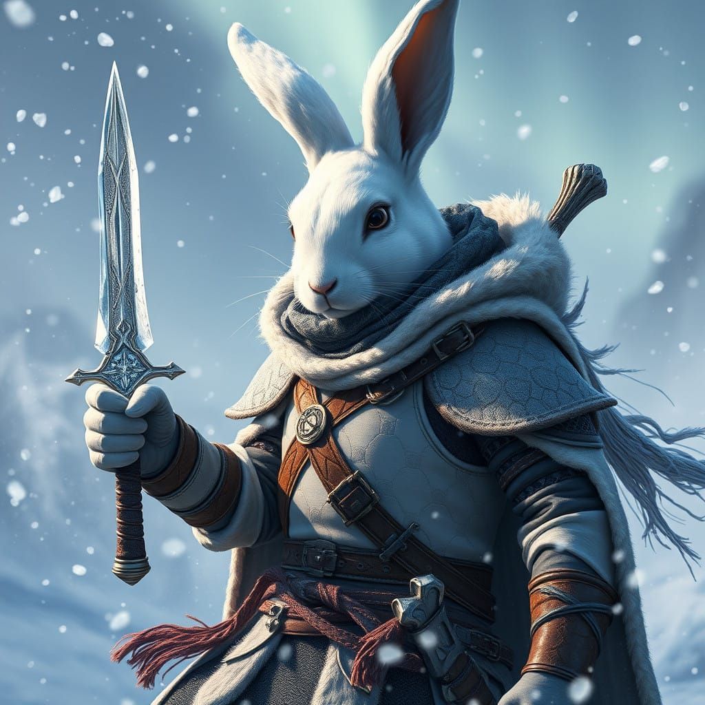 Winter Warrior Rabbit in Arctic Leather Armor