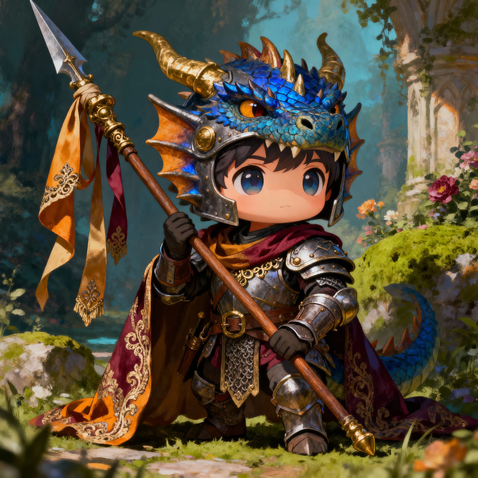 Chibi Dragoneer in Late 90s JRPG Style