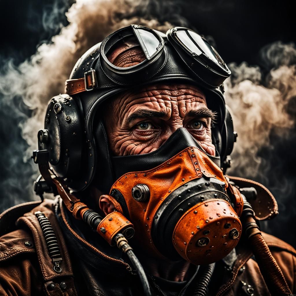 Steampunk Fighter Pilot Portrait in Anime Style